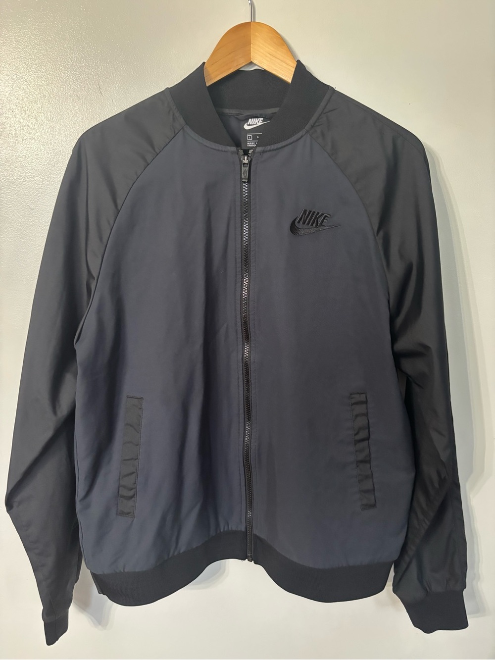 Nike Men's Black Bomber Jacket with Subtle Logo